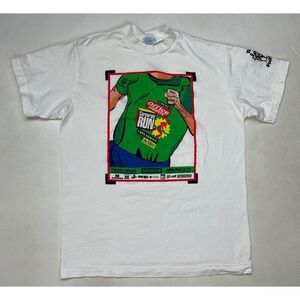 VINTAGE Corporate Run Miami 1995 Graphic T-shirt Men Medium White USA 90s